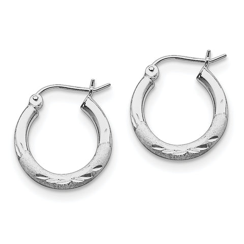 Sterling Silver Rhodium-plated Satin Finished D/C Hoop Earrings QE4430 - shirin-diamonds
