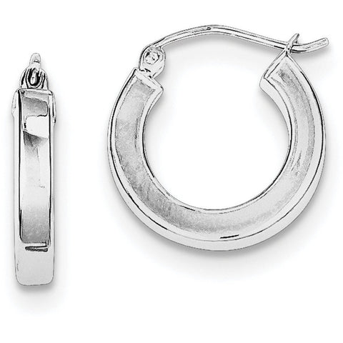 Sterling Silver Rhodium-plated Square Tube Hoop Earrings QE4513 - shirin-diamonds