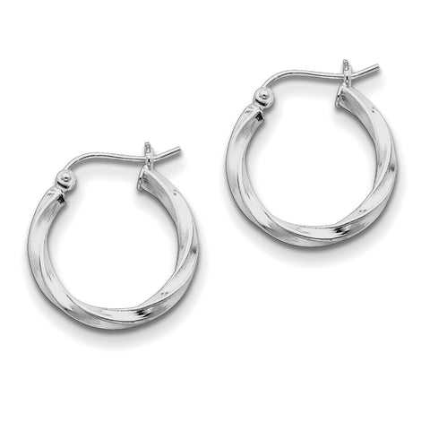 Sterling Silver Rhodium-plated Twisted Hoop Earrings QE4568 - shirin-diamonds