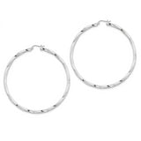 Sterling Silver Rhodium-plated Twisted Hoop Earrings QE4593 - shirin-diamonds