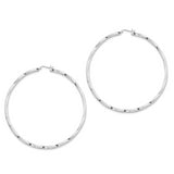 Sterling Silver Rhodium-plated Twisted Hoop Earrings QE4594 - shirin-diamonds