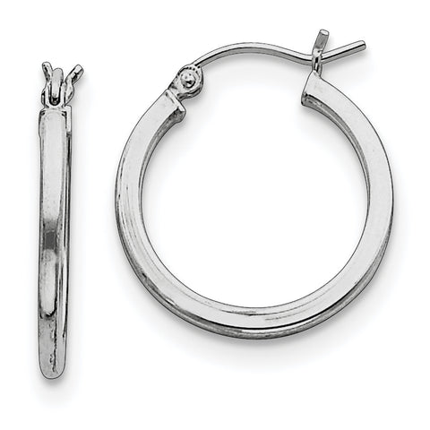 Sterling Silver Rhodium-plated 2mm Square Tube Hoop Earrings QE4646 - shirin-diamonds