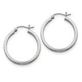 Sterling Silver Rhodium-plated 2mm Square Tube Hoop Earrings QE4647 - shirin-diamonds