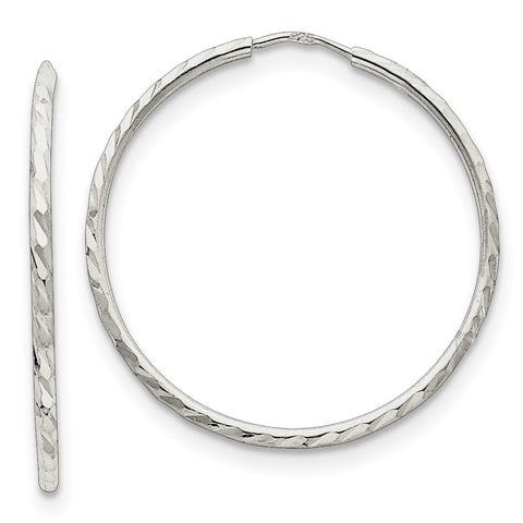 Sterling Silver D/C Hoop Earrings QE4656 - shirin-diamonds