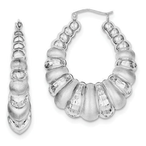 Sterling Silver Rhodium-plated Shrimp Hoop Earrings QE4689 - shirin-diamonds