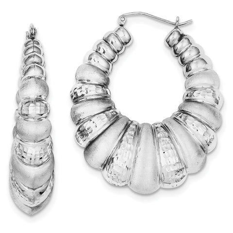 Sterling Silver Rhodium-plated Shrimp Hoop Earrings QE4690 - shirin-diamonds