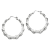 Sterling Silver Rhodium-plated Bamboo Hoop Earrings QE4714 - shirin-diamonds
