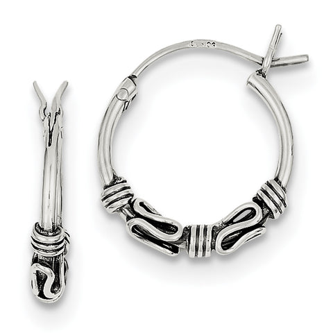 Sterling Silver Antiqued Hoop Earrings QE4744 - shirin-diamonds