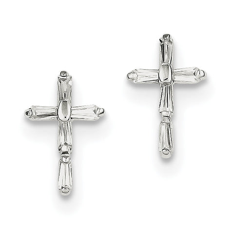 Sterling Silver CZ Cross Post Earrings QE4770 - shirin-diamonds
