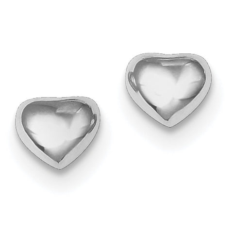 Sterling Silver Rhodium-platedHeart Post Earrings QE4819 - shirin-diamonds