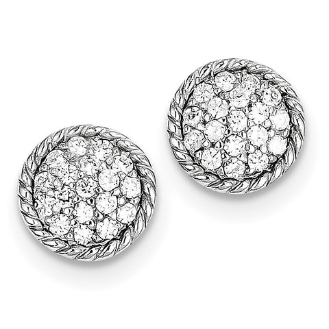 Sterling Silver Round CZ Post Earrings QE4941 - shirin-diamonds