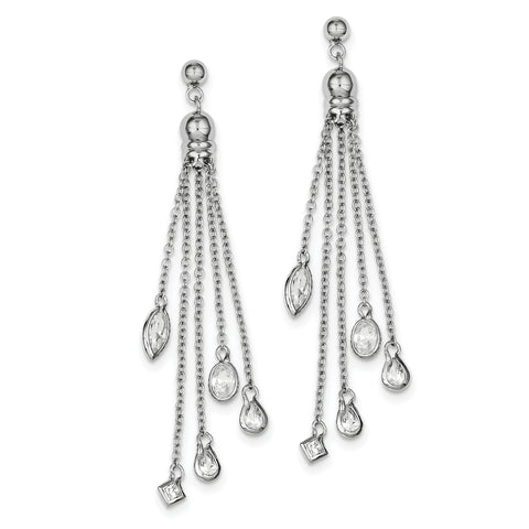 Sterling Silver CZ Dangle Post Earrings QE5023 - shirin-diamonds