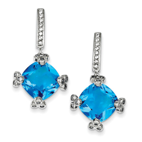 Sterling Silver Blue & Clear CZ Post Earrings QE5149 - shirin-diamonds