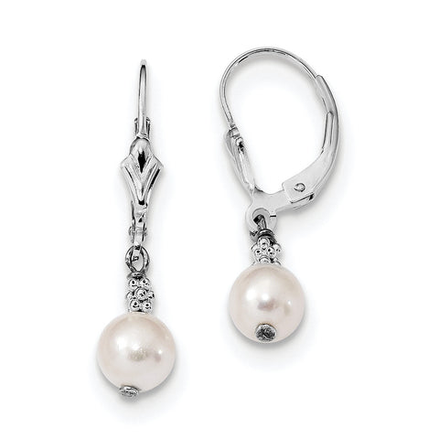 Sterling Silver White FW Cultured Pearl Dangle Earrings QE5403 - shirin-diamonds