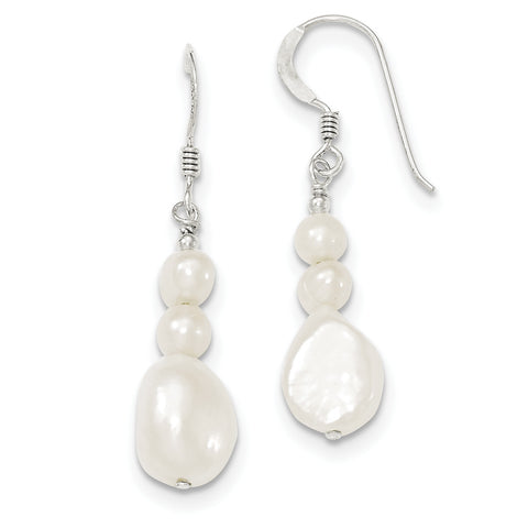 Sterling Silver FW Cultured Pearl Dangle Earrings QE5422 - shirin-diamonds