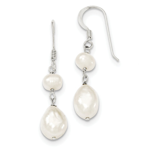 Sterling Silver FW Cultured Pearl Dangle Earrings QE5431 - shirin-diamonds