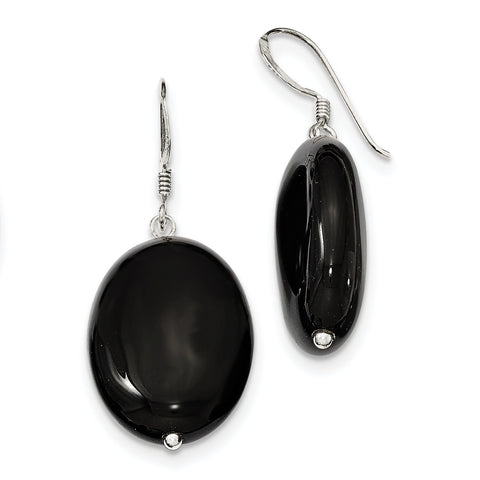 Sterling Silver Black Agate Earrings QE5468 - shirin-diamonds