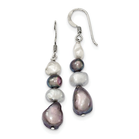 Sterling Silver White & Grey FW Cultured Pearl Earrings QE5531 - shirin-diamonds