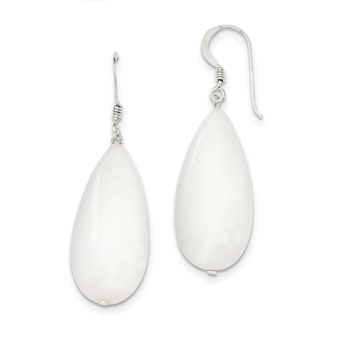 Sterling Silver White Jade Earrings QE5899 - shirin-diamonds