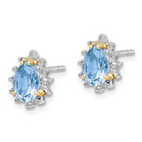 Sterling Silver & 14K Sky Blue Topaz Diamond Earrings QE6080
