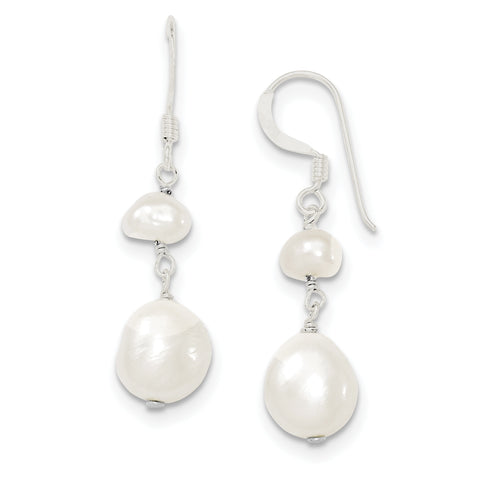 Sterling Silver White FW Cultured Pearl Dangle Earrings QE6142 - shirin-diamonds