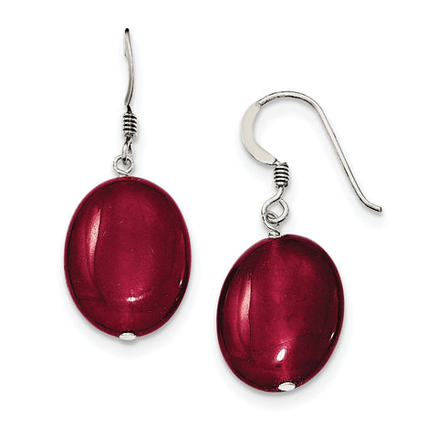 Sterling Silver Red Jade Dangle Earrings QE6321 - shirin-diamonds