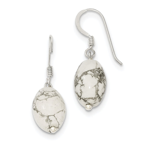 Sterling Silver White Howlite Earrings QE6334 - shirin-diamonds