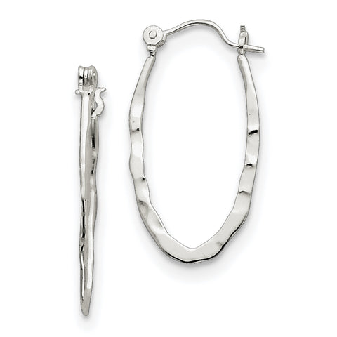 Sterling Silver Hammered & Polished Hoop Earrings QE6622 - shirin-diamonds