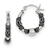 Sterling Silver Antiqued Hoop Earrings QE6857 - shirin-diamonds
