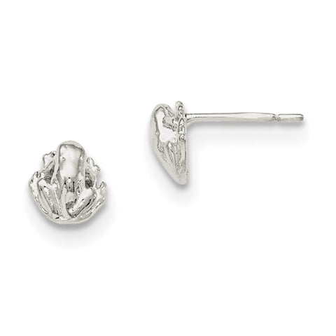 Sterling Silver Frog Mini Earrings QE686 - shirin-diamonds