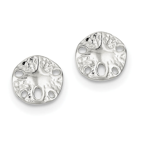 Sterling Silver Sand dollar Mini Earrings QE689 - shirin-diamonds