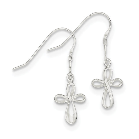 Sterling Silver Polished Cross Dangle Earrings QE6912 - shirin-diamonds