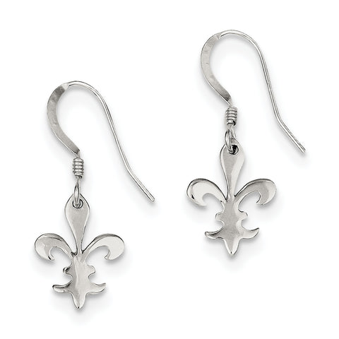 Sterling Silver Polished Fleur De Lis Dangle Earrings QE6925 - shirin-diamonds