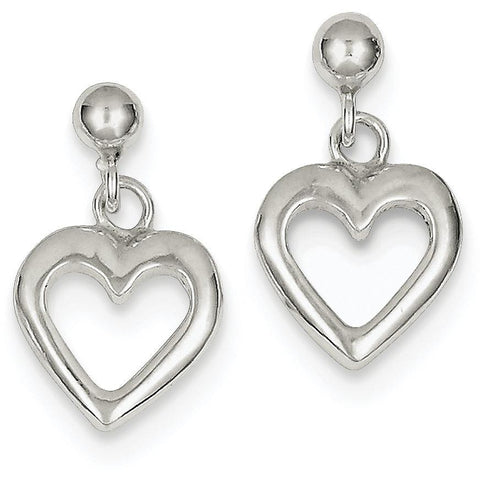 Sterling Silver Polished Dangle Heart Post Earrings QE7036 - shirin-diamonds