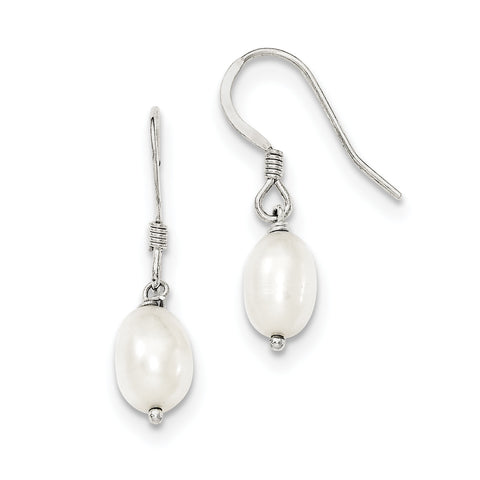Sterling Silver White Cultured FW Pearl Dangle Earrings QE7293 - shirin-diamonds