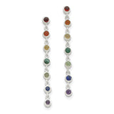 Sterling Silver Multicolor Quartz Dangle Post Earrings QE7312 - shirin-diamonds