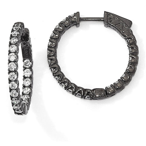 Sterling Silver Black-plated CZ In & Out Hoop Earrings QE7570B - shirin-diamonds