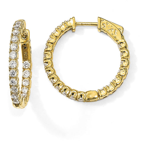 Sterling Silver Yellow-plated CZ In & Out Round Hoop Earrings QE7570Y - shirin-diamonds