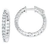 Sterling Silver CZ 40 Stones In and Out Round Hoop Earrings QE7580 - shirin-diamonds