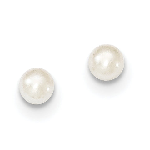 Sterling Silver 4-5mm White FW Cultured Button Pearl Stud Earrings QE7647 - shirin-diamonds