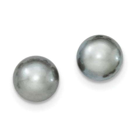 Sterling Silver 10-11mm Grey FW Cultured Button Pearl Stud Earrings QE7669 - shirin-diamonds