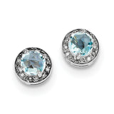 Sterling Silver Rhodium-plated Diamond & Blue Topaz Earring QE7735BT - shirin-diamonds