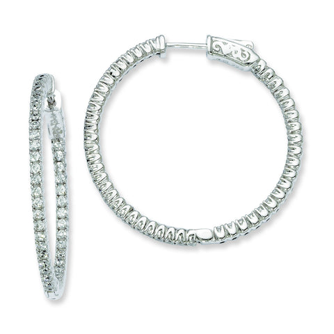 Sterling Silver Rhodium-plated CZ In and Out Hinged Hoop Earrings QE7943 - shirin-diamonds