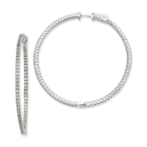 Sterling Silver Rhodium-plated CZ In and Out Hinged Hoop Earrings QE7944 - shirin-diamonds