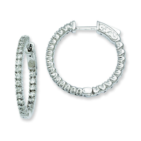 Sterling Silver Rhodium-plated CZ In and Out Hinged Hoop Earrings QE7946 - shirin-diamonds