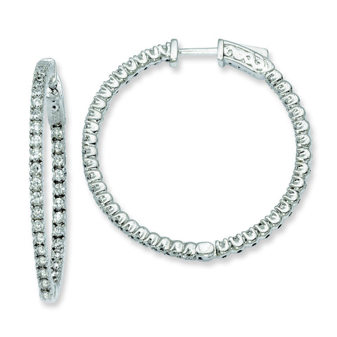 Sterling Silver Rhodium-plated CZ In and Out Hinged Hoop Earrings QE7947 - shirin-diamonds