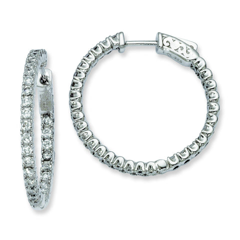 Sterling Silver Rhodium-plated In and Out CZ Hinged Hoop Earrings QE7950 - shirin-diamonds