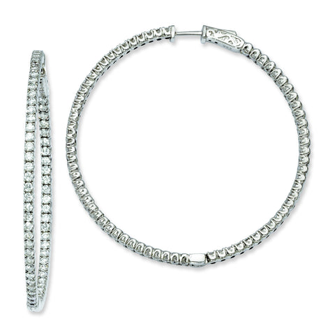 Sterling Silver Rhodium-plated CZ In and Out Hinged Hoop Earrings QE7951 - shirin-diamonds
