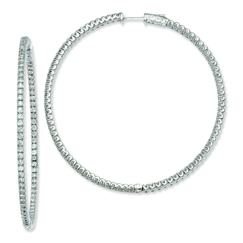 Sterling Silver Rhodium-plated CZ In and Out Hinged Hoop Earrings QE7952 - shirin-diamonds