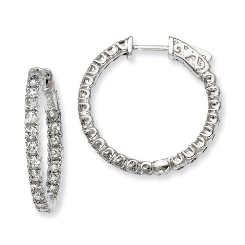 Sterling Silver Rhodium-plated CZ In and Out Hinged Hoop Earrings QE7953 - shirin-diamonds